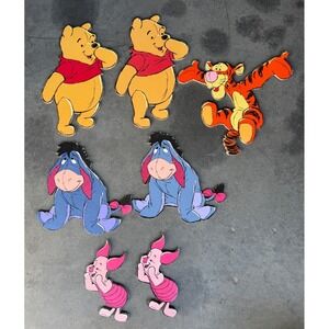 Lot of 7 Vintage Disney Winnie the Pooh Nursery Wall Hanging Pressboard Decor